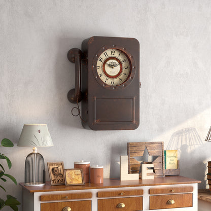 Abdurey Retro Old Telephone Wall Clock with Hidden Safe