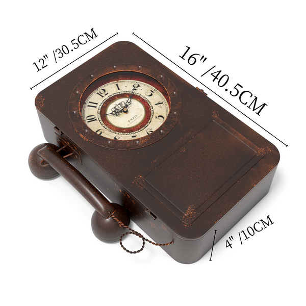 Abdurey Retro Old Telephone Wall Clock with Hidden Safe