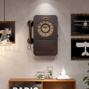 Abdurey Retro Old Telephone Wall Clock with Hidden Safe